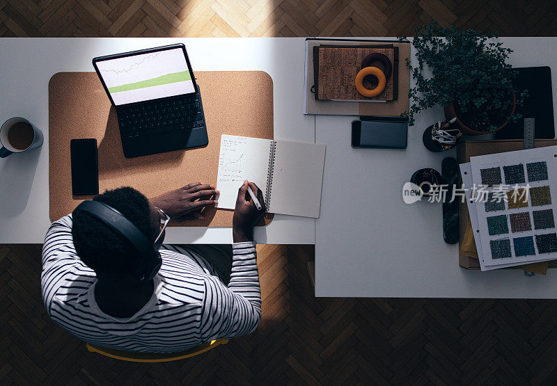 Table Top View Of Unrecognizable DesignerÂ Working At Home On A New Project